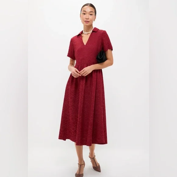TUCKERNUCK Cranberry Jacquard Adelaide Midi Dress size xl wedding work office - Picture 1 of 8